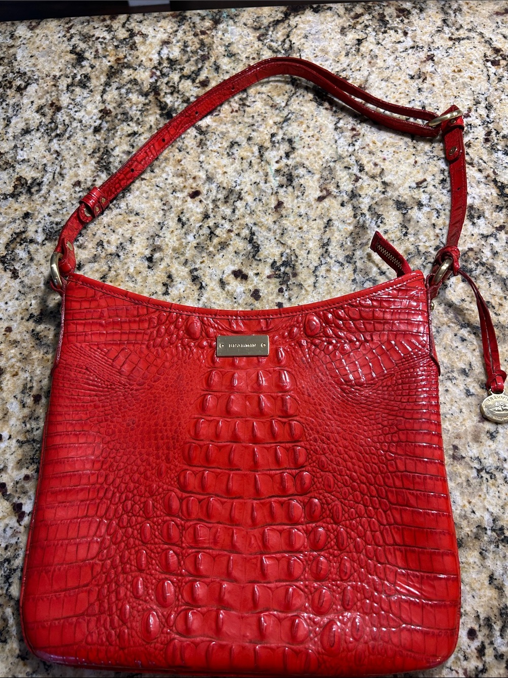 Brahmin Red Croc-Embossed Shoulder Bag